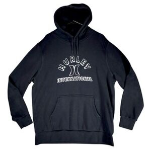 Hurley International Hoodie XL Black White Logo Streetwear Skater Grunge Y2K 90s